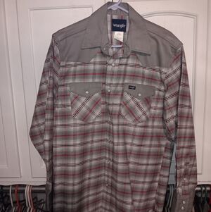 Vintage Wrangler Men's Long Sleeve Western Plaid Shirt (L)